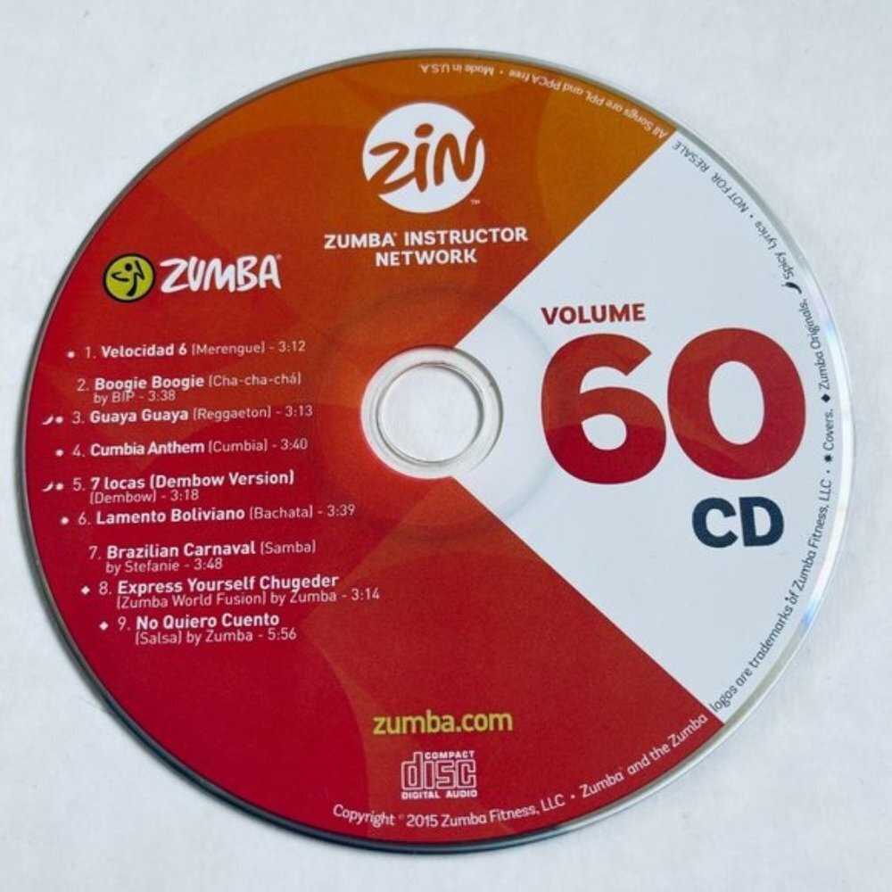 ZIN Zumba Instructor Network CD Fitness Mega Mix Exercise Dance 2015 Volume 60